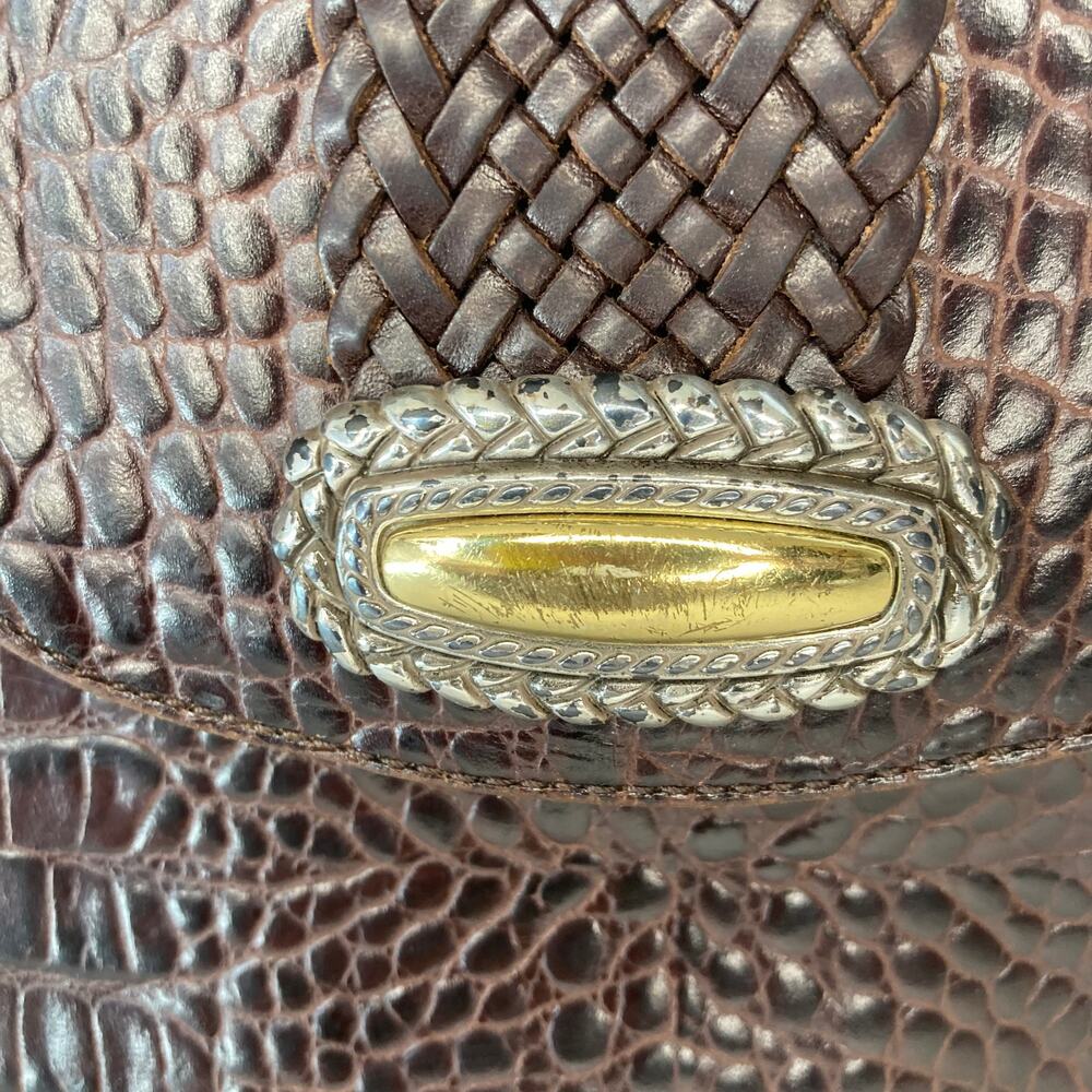 Vintage Brighton Black Brown Croc Embossed Leather Shoulder Bag - Picture 3 of 12